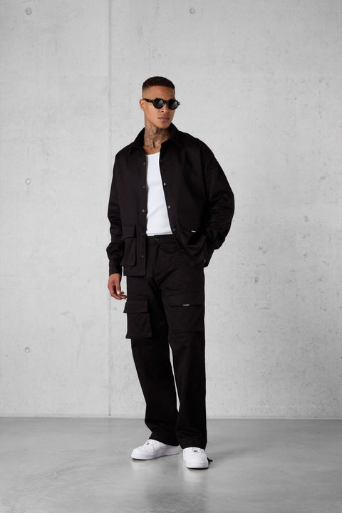 BLACK CARGO CHINO PANTS