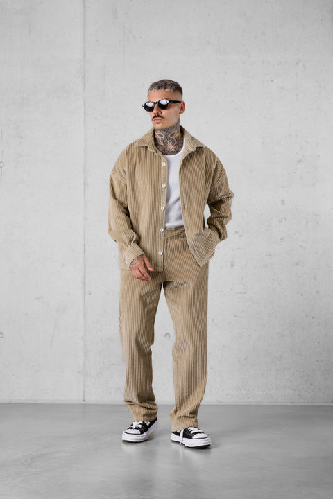 LIGHTBROWN CORD OVERSIZED SHIRT