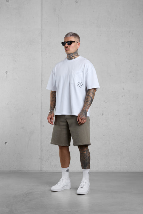 WASHED OLIVE JEANSSHORTS