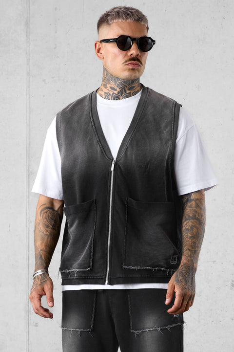WASHED GREY ICON SWEATVEST