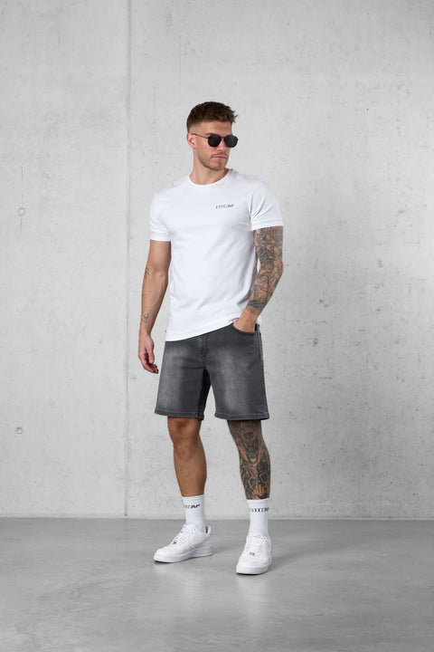 WASHED LIGHTGREY BASIC JEANSSHORTS