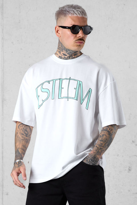 WHITE BEACHGREEN CURVE OVERSIZED TEE