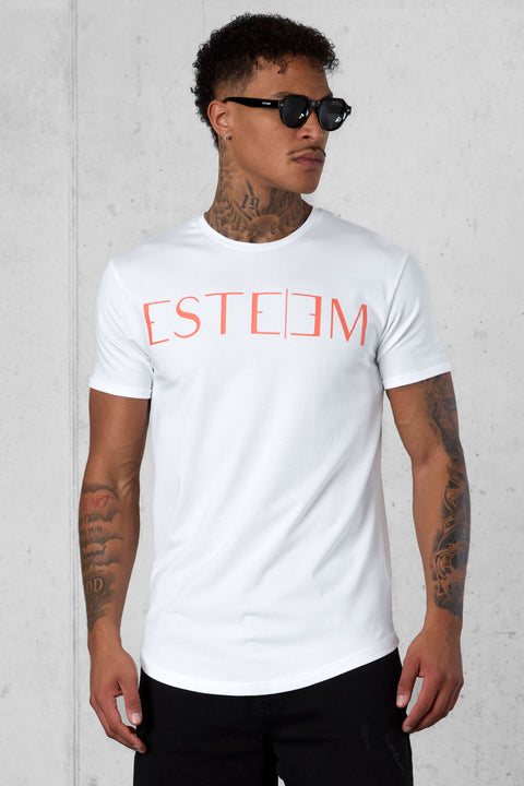 WHITE CORAL LETTERING TEE