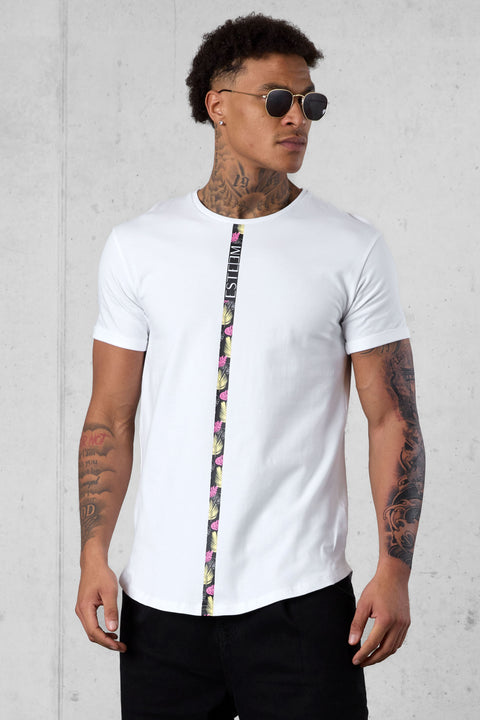 WHITE PALM STRIPE TEE 2.0