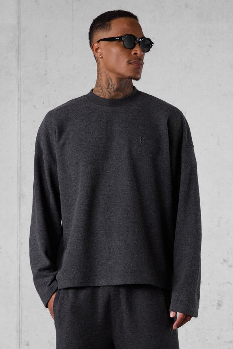 ANTHRACITE MELANGE COMFY OVERSIZED SWEATER