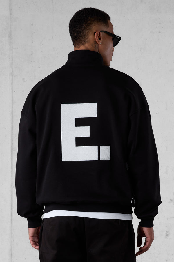 BLACK E. STATEMENT OVERSIZED HALFZIP SWEATER