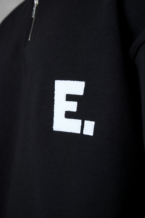 BLACK E. STATEMENT OVERSIZED HALFZIP SWEATER