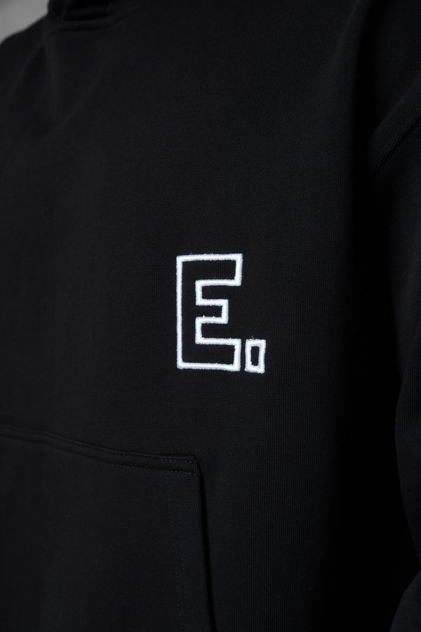 BLACK E. STATEMENT OVERSIZED HOODIE