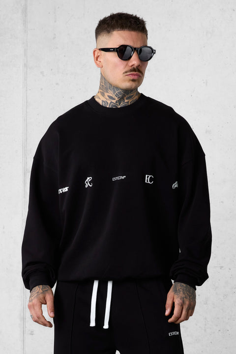 BLACK LOGOS OVERSIZED SWEATER