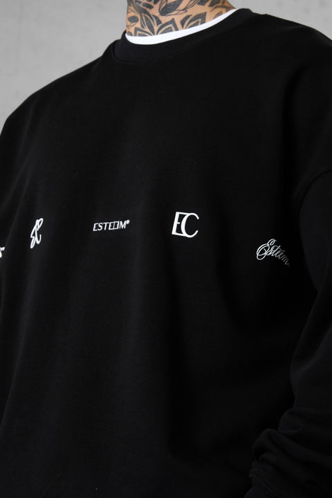 BLACK LOGOS OVERSIZED SWEATER