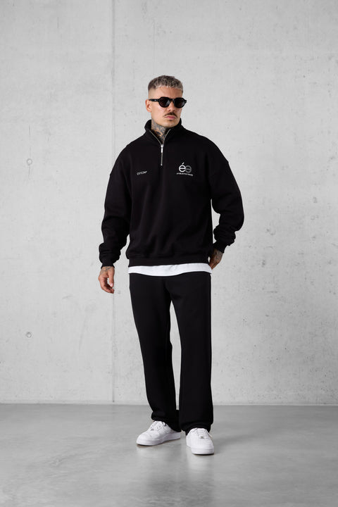 BLACK OPPOSÉ OVERSIZED HALFZIP SWEATER