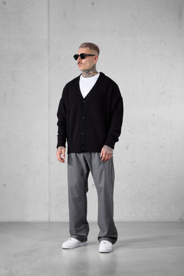 BLACK OVERSIZED KNIT CARDIGAN