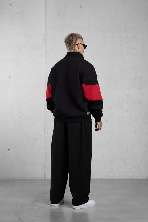 BLACK SIGNATURE AESTHETICS OVERSIZED HALFZIP SWEATER 2.0