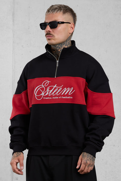 BLACK SIGNATURE AESTHETICS OVERSIZED HALFZIP SWEATER 2.0