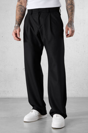 BLACK WIDE TAILORED PANTS