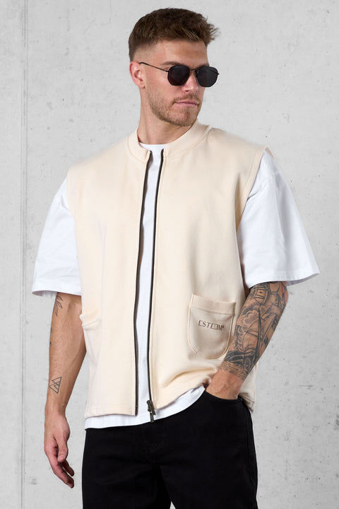 BEIGE DISCREET POCKET SWEATVEST