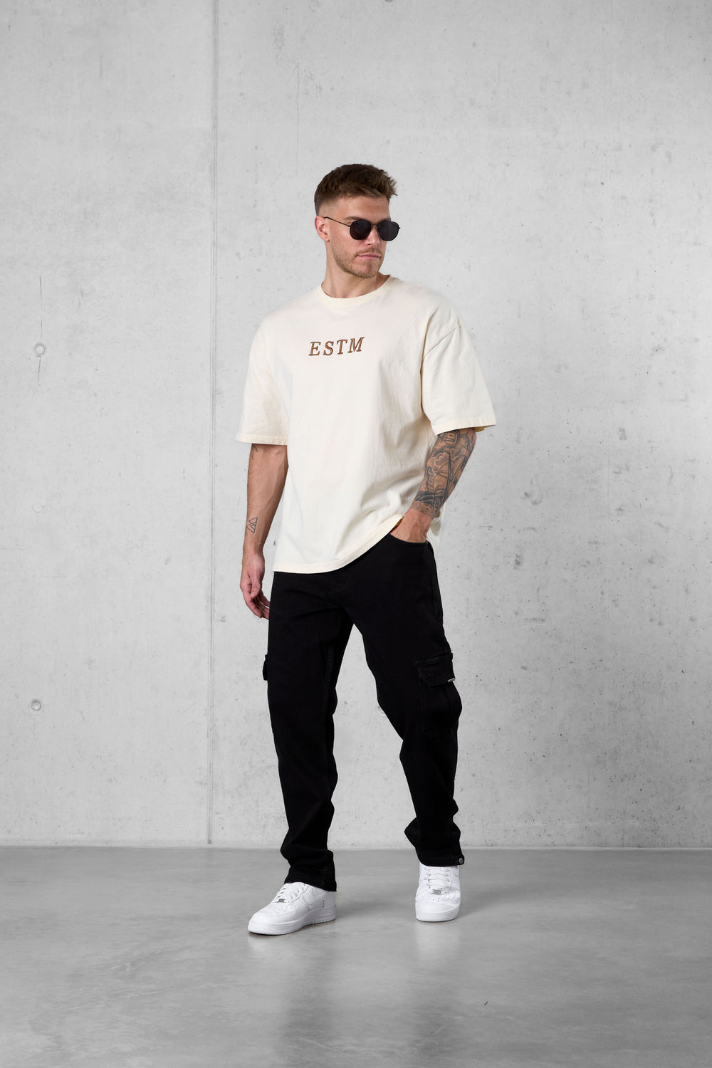 BEIGE ESTM OVERSIZED TEE