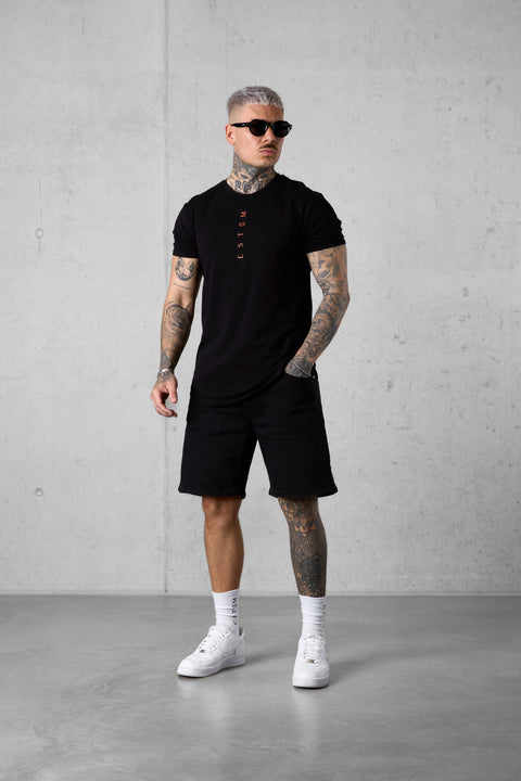 BLACK BURNTCORAL VERTICAL TEE