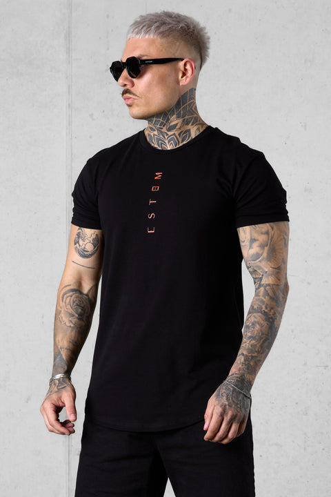 BLACK BURNTCORAL VERTICAL TEE
