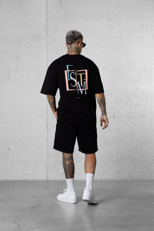 BLACK DECONSTRUCTED OVERSIZED TEE