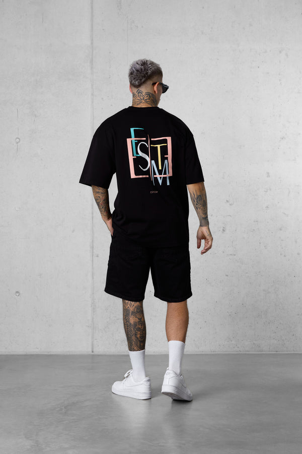 BLACK DECONSTRUCTED OVERSIZED TEE