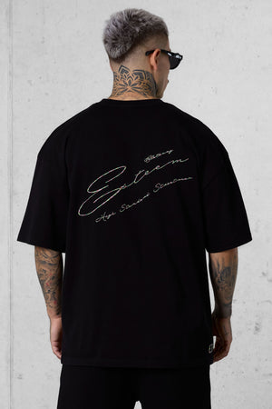 BLACK HIGH STANDARD SIGNATURE OVERSIZED TEE