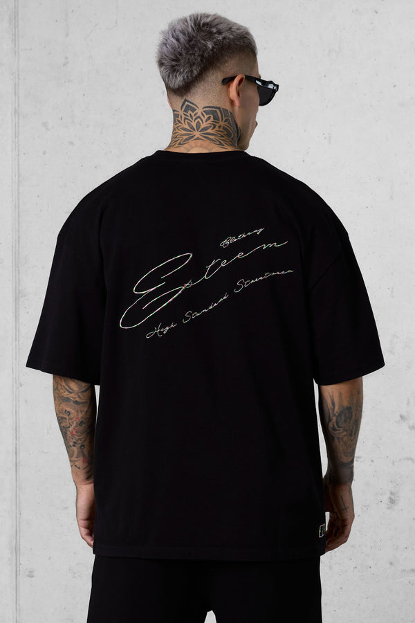 BLACK HIGH STANDARD SIGNATURE OVERSIZED TEE