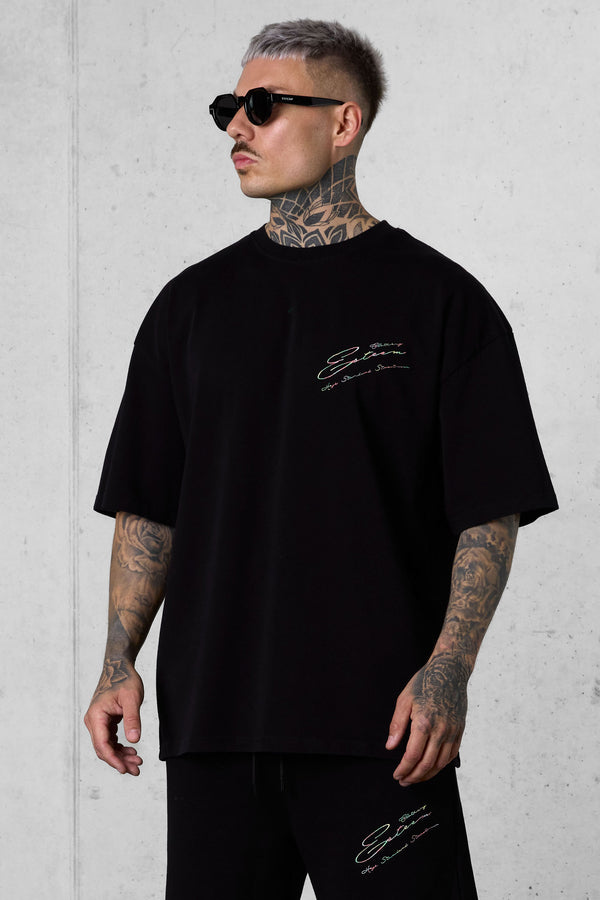 BLACK HIGH STANDARD SIGNATURE OVERSIZED TEE