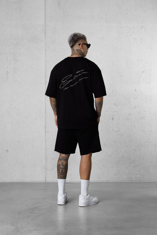BLACK HIGH STANDARD SIGNATURE OVERSIZED TEE