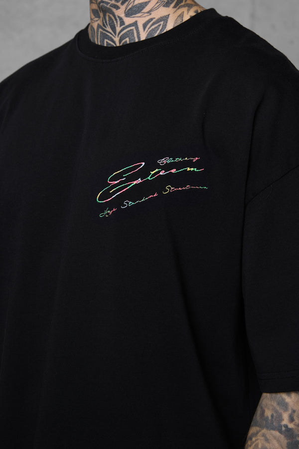 BLACK HIGH STANDARD SIGNATURE OVERSIZED TEE