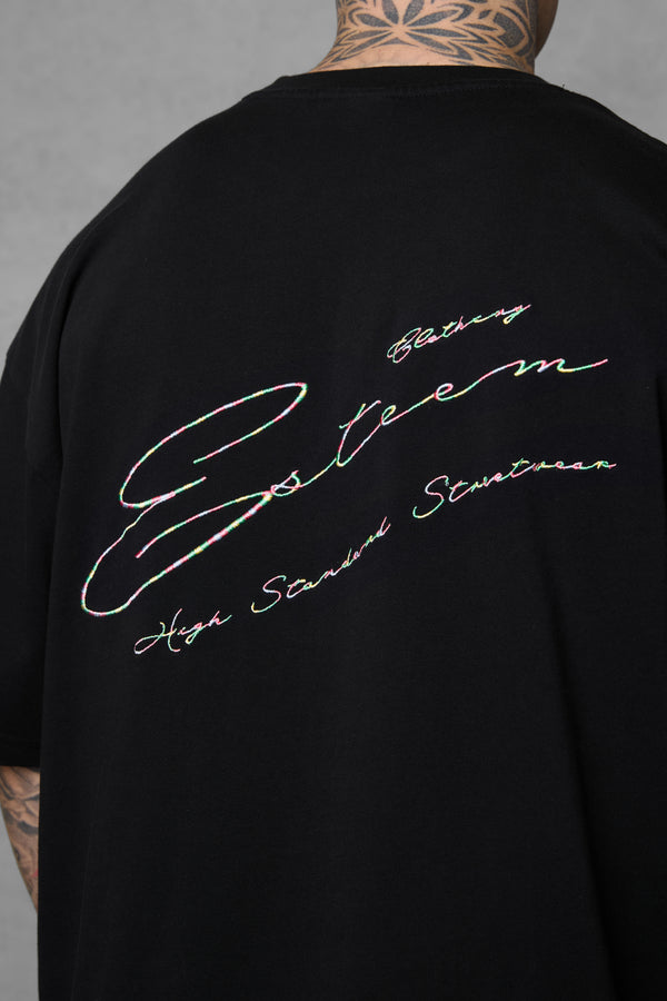 BLACK HIGH STANDARD SIGNATURE OVERSIZED TEE