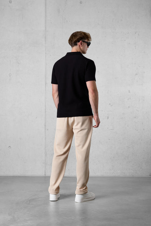 BLACK KNIT POLOSHIRT