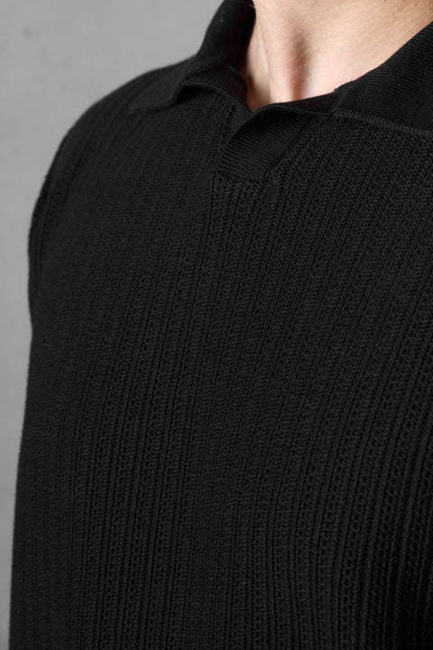 BLACK KNIT POLOSHIRT
