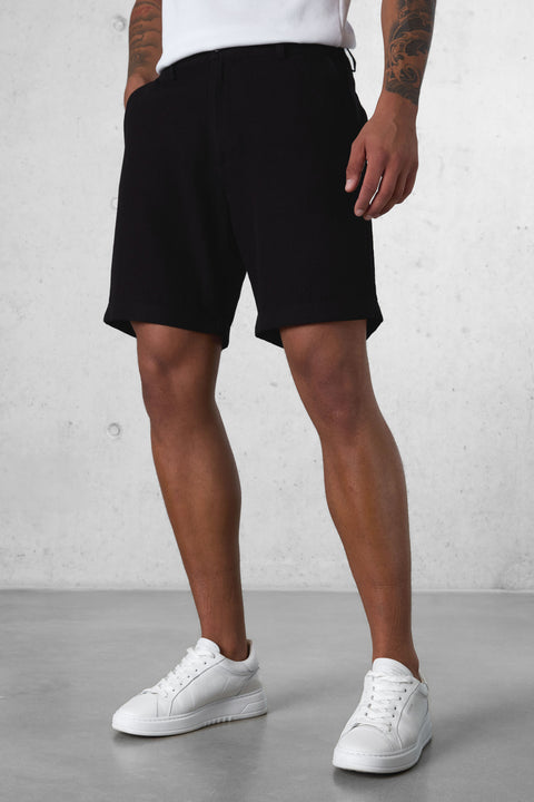 BLACK LINEN SHORTS