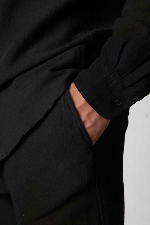 BLACK LINEN SHORTS