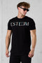 BLACK MIXED COLORS LETTERING TEE