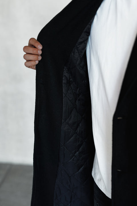 BLACK OVERSIZED FLANNEL COAT