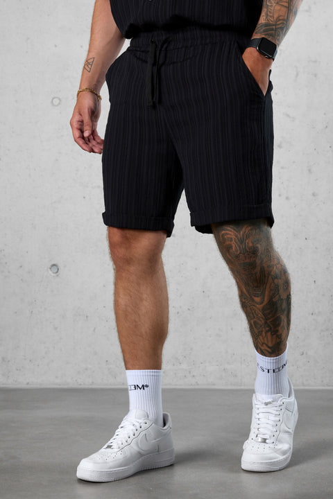 BLACK STRIPED SHORTS