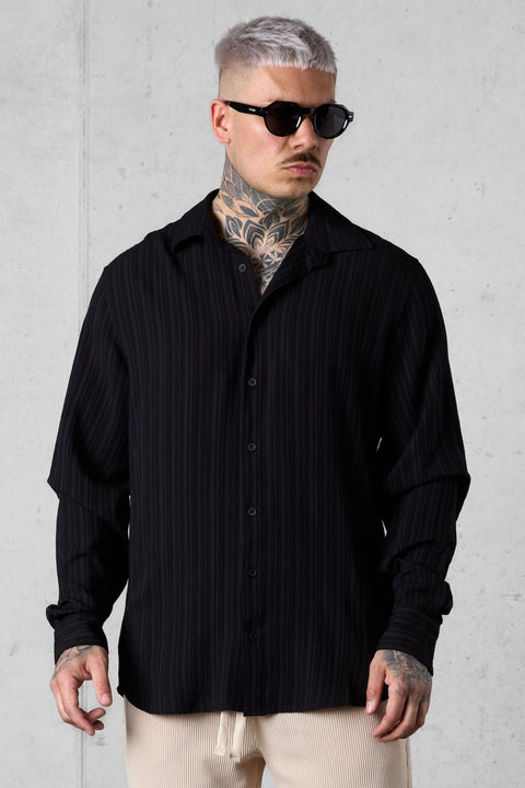 BLACK STRIPED SLEEVE SHIRT