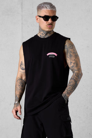 BLACK SUMMER ROMANCE OVERSIZED TANK TEE