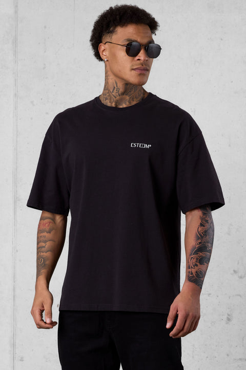 BLACK DISCREET OVERSIZED TEE