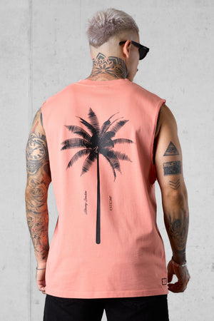 BURNTCORAL PALM OVERSIZED TANK TEE