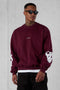 CABERNET BLURRED HEARTS OVERSIZED SWEATER