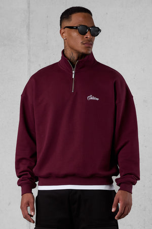 CABERNET SIGNATURE OVERSIZED HALFZIP SWEATER