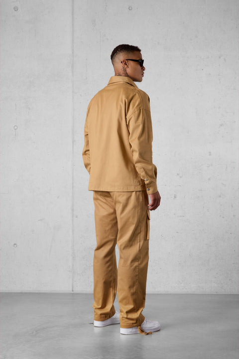 CAMEL CARGO OVERSIZED CHINO SHIRT