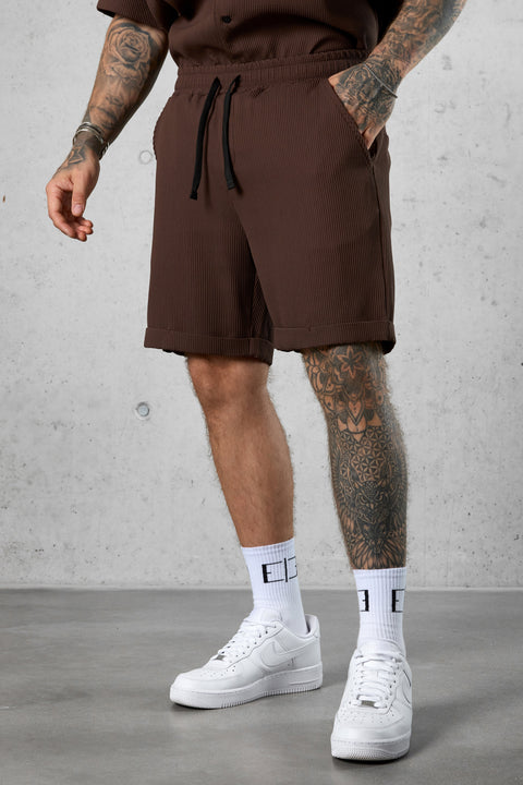COFFEE PLEATED SHORTS