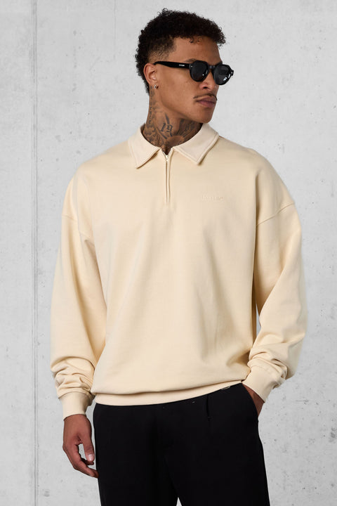 CREMEBRULEE ESSENTIAL OVERSIZED HALFZIP SWEATER