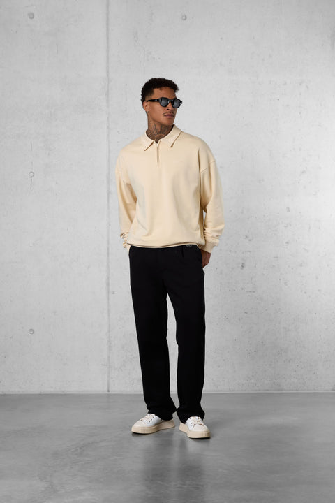 CREMEBRULEE ESSENTIAL OVERSIZED HALFZIP SWEATER