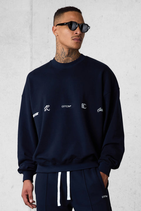 DARKSAPPHIRE LOGOS OVERSIZED SWEATER