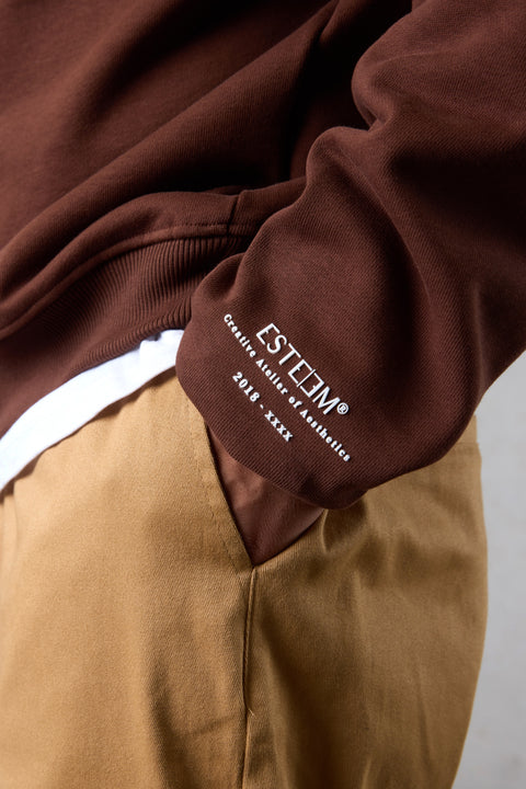 DOWNTOWNBROWN LEO AESTHETICS OVERSIZED HALFZIP SWEATER